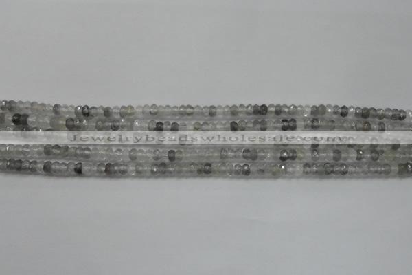 CRB105 15.5 inches 2.5*4mm faceted rondelle cloudy quartz beads