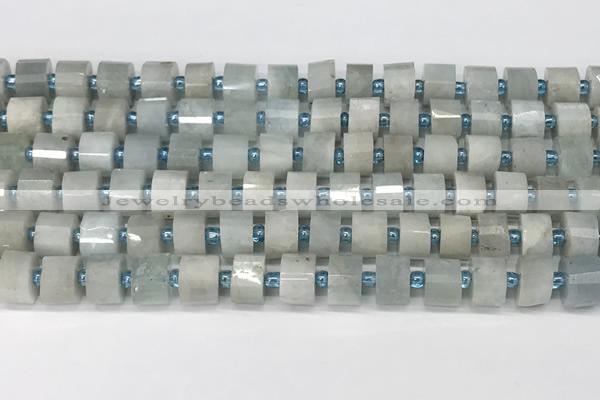 CRB1051 15.5 inches 5*8mm - 6*8mm faceted tyre aquamarine beads