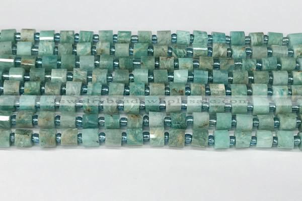 CRB1068 15.5 inches 4*6mm - 5*6mm faceted tyre amazonite beads