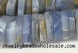 CRB1080 15.5 inches 5*20mm - 6*22mm faceted heishi blue chalcedony beads