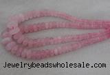 CRB1100 15.5 inches 5*8mm - 9*18mm rondelle rose quartz beads