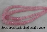 CRB1120 15.5 inches 5*8mm - 9*18mm faceted rondelle rose quartz beads