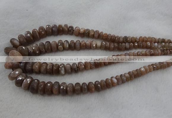 CRB1132 15.5 inches 5*8mm - 9*18mm faceted rondelle moonstone beads