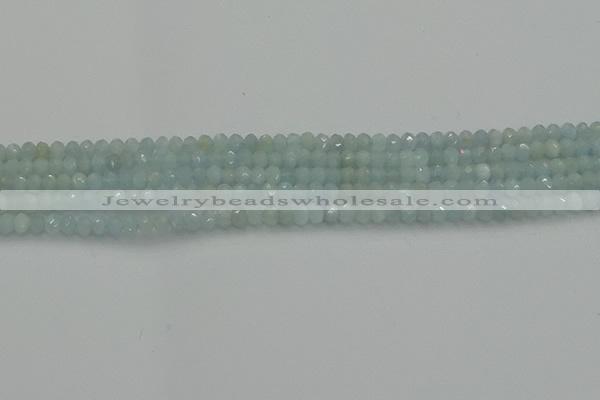 CRB1200 15.5 inches 3*4mm faceted rondelle aquamarine beads