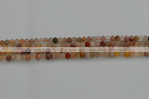 CRB1214 15.5 inches 4*6mm faceted rondelle mixed rutilated quartz beads