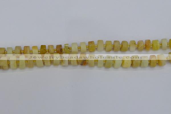 CRB1239 15.5 inches 6*10mm tyre matte yellow opal gemstone beads