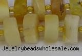 CRB1242 15.5 inches 8*16mm tyre matte yellow opal gemstone beads