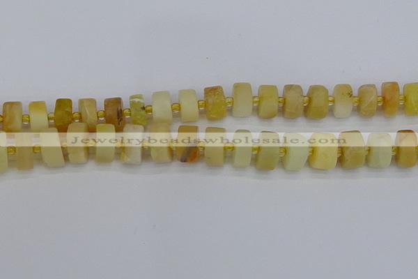 CRB1242 15.5 inches 8*16mm tyre matte yellow opal gemstone beads