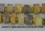 CRB1245 15.5 inches 5*8mm tyre matte crazy lace agate beads