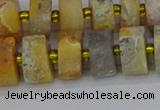 CRB1247 15.5 inches 6*12mm tyre matte crazy lace agate beads