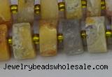 CRB1248 15.5 inches 7*14mm tyre matte crazy lace agate beads