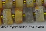 CRB1249 15.5 inches 8*16mm tyre matte crazy lace agate beads