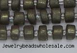 CRB1259 15.5 inches 5*8mm tyre matte pyrite gemstone beads