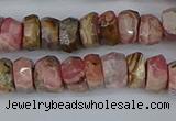 CRB1283 15.5 inches 5*8mm faceted rondelle rhodochrosite beads