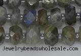 CRB1295 15.5 inches 5*8mm faceted rondelle labradorite beads