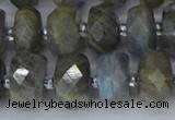 CRB1297 15.5 inches 6*12mm faceted rondelle labradorite beads