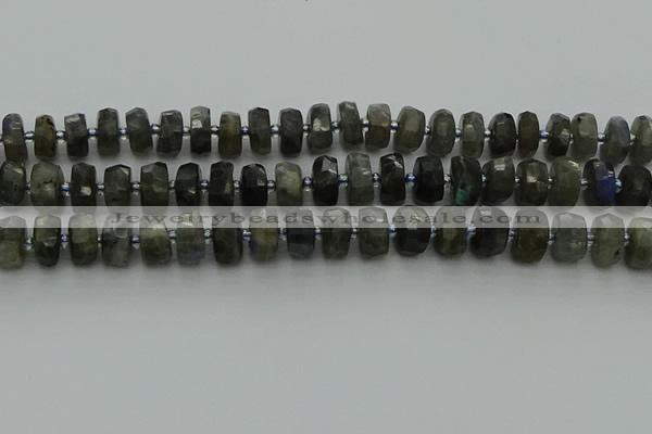 CRB1301 15.5 inches 6*10mm faceted rondelle labradorite beads