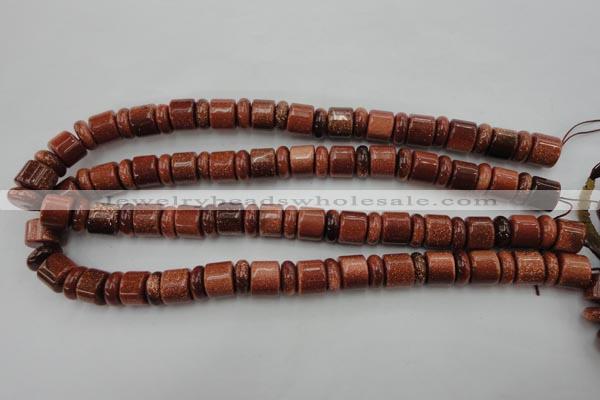 CRB131 15.5 inches 6*12mm & 10*12mm rondelle goldstone beads