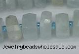 CRB1312 15.5 inches 6*12mm faceted rondelle aquamarine beads