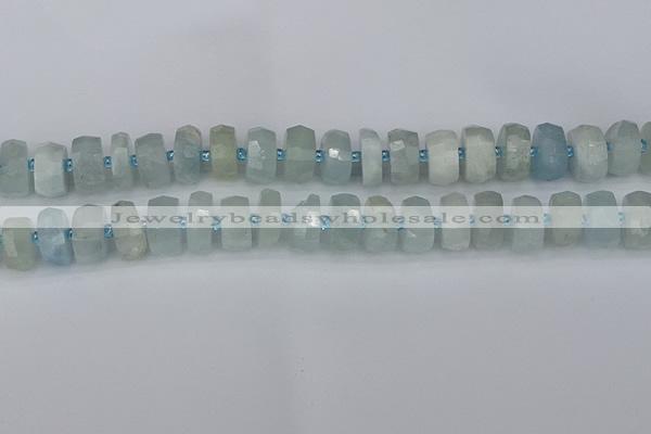 CRB1312 15.5 inches 6*12mm faceted rondelle aquamarine beads