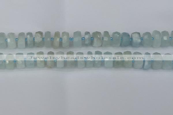 CRB1314 15.5 inches 7*14mm faceted rondelle aquamarine beads