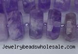 CRB1334 15.5 inches 8*16mm faceted rondelle lavender amethyst beads