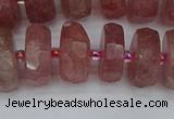 CRB1344 15.5 inches 8*16mm faceted rondelle strawberry quartz beads