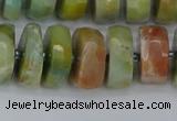 CRB1363 15.5 inches 7*14mm faceted rondelle Chinese amazonite beads