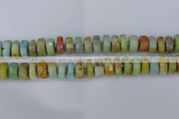 CRB1365 15.5 inches 8*18mm faceted rondelle Chinese amazonite beads