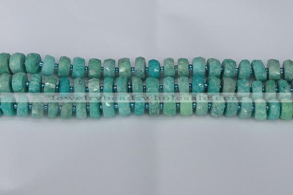 CRB1371 15.5 inches 6*10mm faceted rondelle amazonite beads