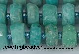 CRB1372 15.5 inches 6*12mm faceted rondelle amazonite beads