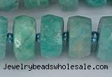 CRB1375 15.5 inches 8*18mm faceted rondelle amazonite beads