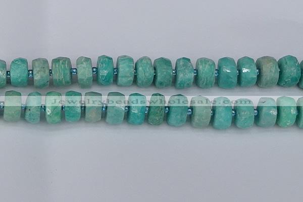 CRB1375 15.5 inches 8*18mm faceted rondelle amazonite beads