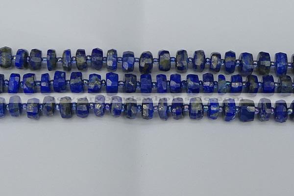 CRB1391 15.5 inches 6*10mm faceted rondelle lapis lazuli beads