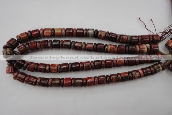 CRB140 15.5 inches 6*12mm & 10*12mm rondelle brecciated jasper beads