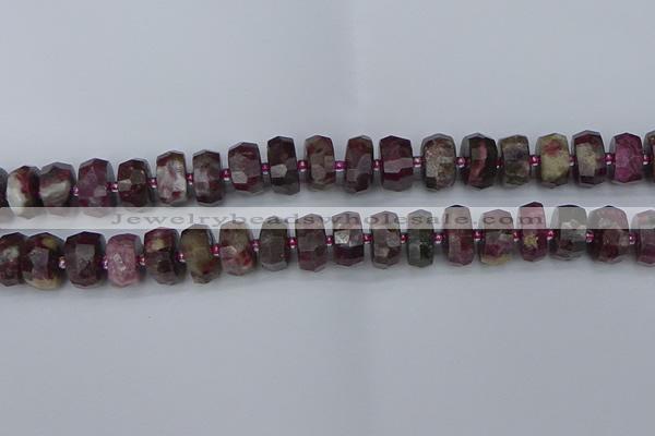 CRB1403 15.5 inches 7*14mm faceted rondelle tourmaline beads