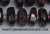 CRB1414 15.5 inches 8*16mm faceted rondelle red garnet beads