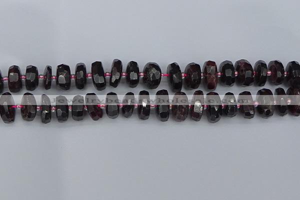 CRB1414 15.5 inches 8*16mm faceted rondelle red garnet beads