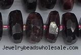 CRB1415 15.5 inches 8*18mm faceted rondelle red garnet beads