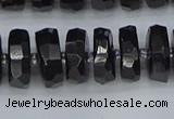 CRB1423 15.5 inches 7*14mm faceted rondelle black tourmaline beads