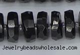 CRB1425 15.5 inches 8*18mm faceted rondelle black tourmaline beads