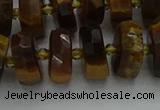 CRB1432 15.5 inches 6*12mm faceted rondelle yellow tiger eye beads