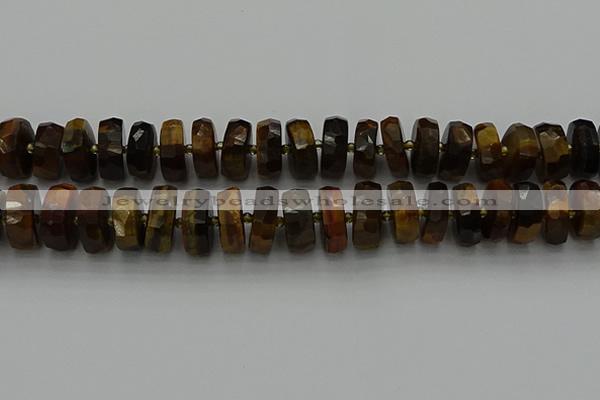 CRB1434 15.5 inches 8*16mm faceted rondelle yellow tiger eye beads