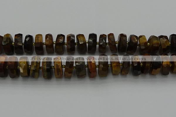 CRB1435 15.5 inches 8*18mm faceted rondelle yellow tiger eye beads