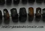 CRB1441 15.5 inches 6*10mm faceted rondelle blue tiger eye beads