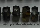 CRB1443 15.5 inches 7*14mm faceted rondelle blue tiger eye beads