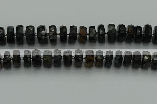 CRB1444 15.5 inches 8*16mm faceted rondelle blue tiger eye beads