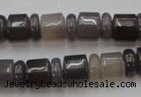 CRB145 15.5 inches 6*12mm & 10*12mm rondelle grey agate beads