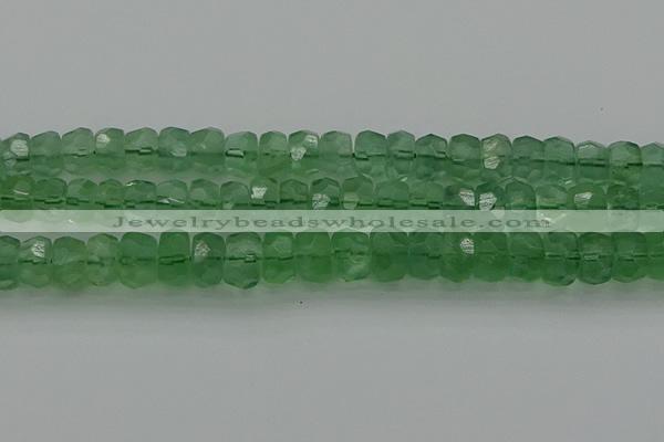 CRB1461 15.5 inches 6*12mm faceted rondelle green fluorite beads