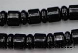 CRB151 15.5 inches 6*12mm & 10*12mm rondelle black agate beads